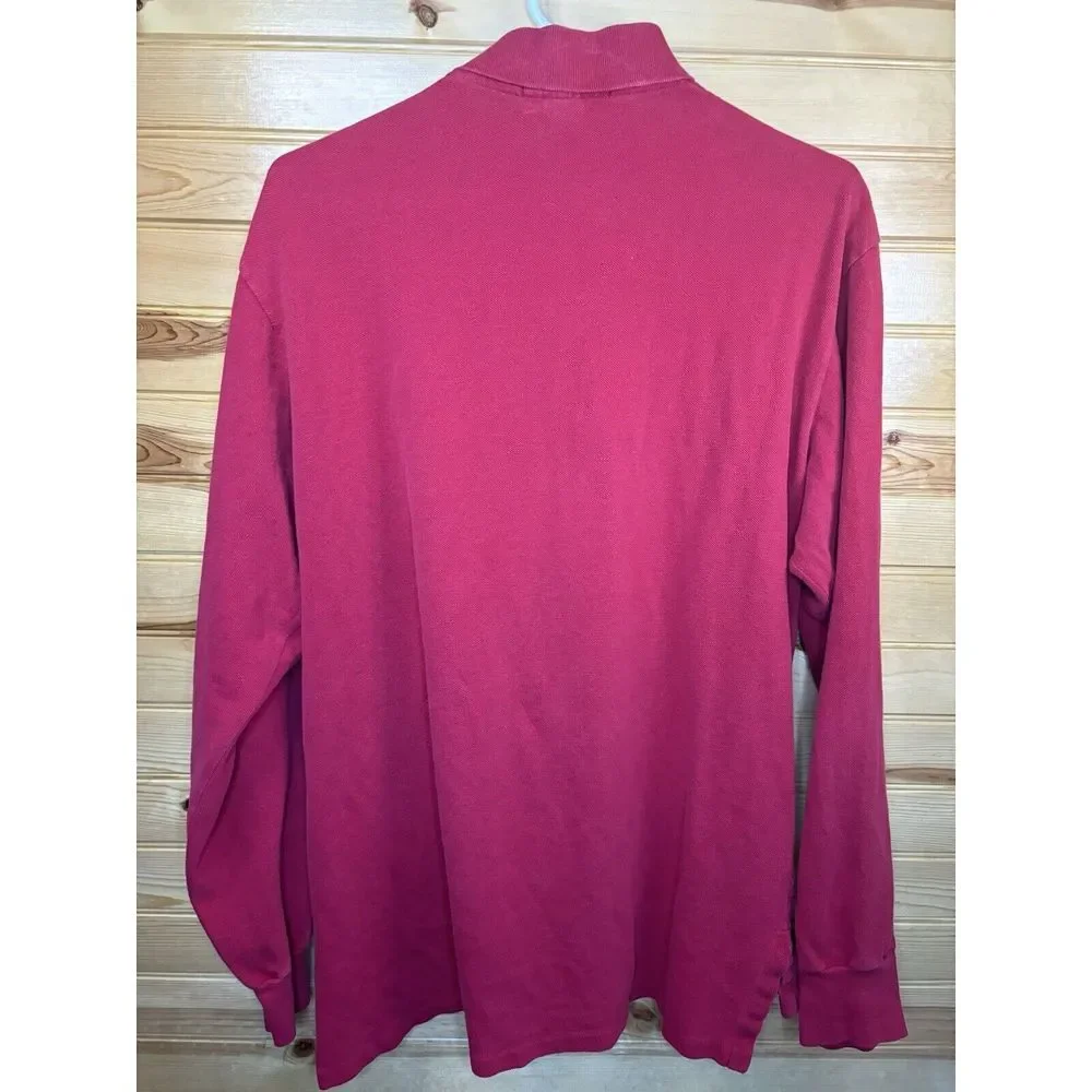 Vintage Polo by Ralph Lauren Long Sleeve Rugby Polo Shirt‎ Red Large Made in USA